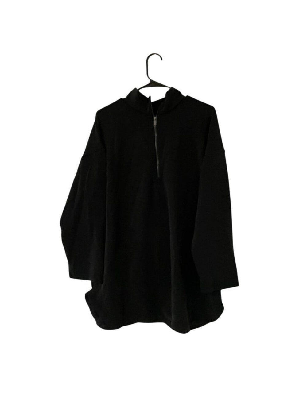 Oysho Women Sweatshirt M Black 1/4 Zip Pullover Stretch Athleisure 1782/667 NWT